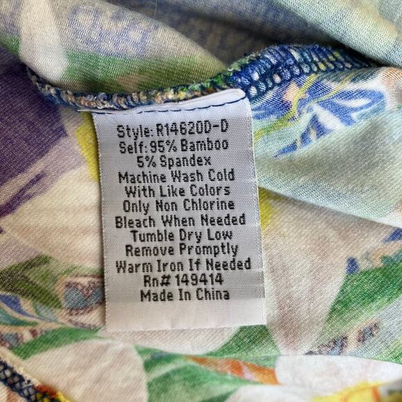 Johnny Was Sz M Sunrise Favorite Top Floral Hummingbird Colorful Bright Bamboo - Picture 14 of 16